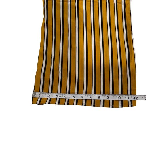 Yellow & Black Striped Jumpsuit With Ruffle Neckline & Adjustable Straps - Picture 5 of 7